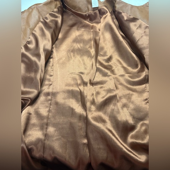 Chico's Faux Leather Tan Brown Zip Up Jacket Blazer Size 3/ XL Moto - Picture 3 of 10